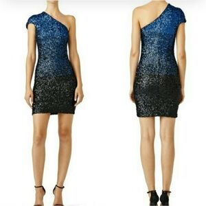 Dress The Population Sequin dress blue size small New Year's Eve Holiday Sparkle